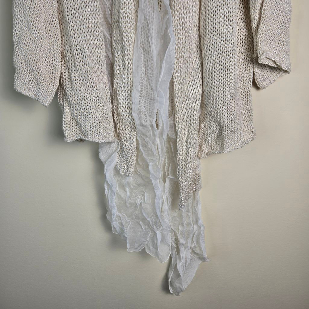 Women's Double U Beige & White Knit Cardigan M - Picture 5 of 12
